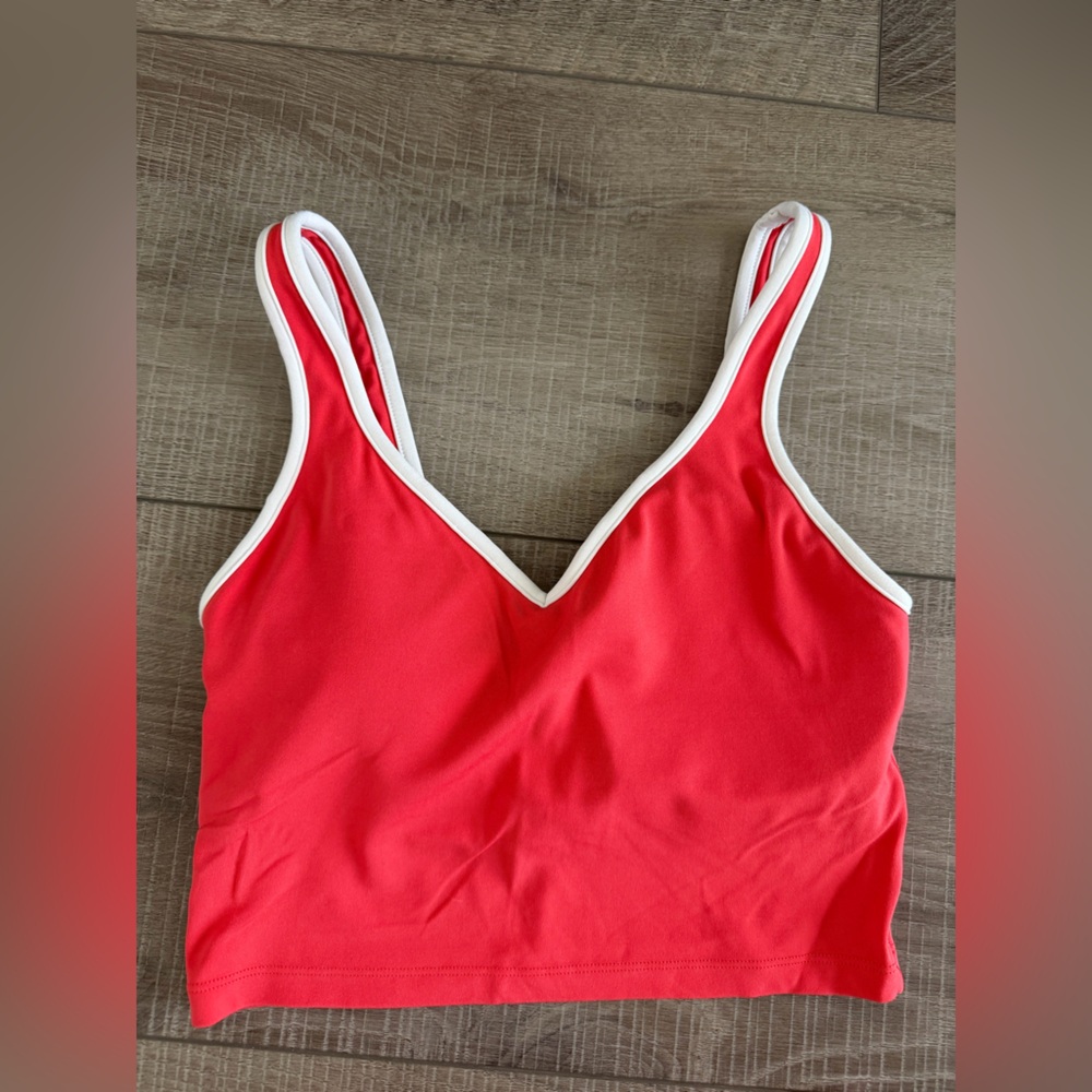 Aerie Set Offline Real Me Low Key Longline Sports Bra + 3” Bike Short Small Red - Picture 2 of 8